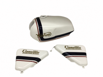 NORTON COMMANDO ROADSTER WHITE BLUE RED STRIPE FUEL TANK WITH SIDE PANEL |Fit For