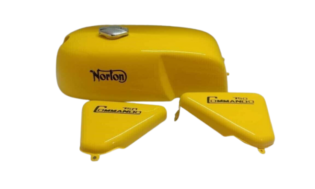 Norton Commando Dunstall Triton Norvil Cafe Racer Yellow Steel Tank+ Side Panel