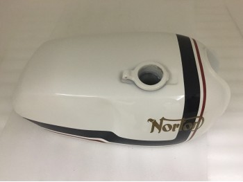NORTON COMMANDO ROADSTER WHITE PAINT FUEL TANK WITH GOLDEN LOGO |Fit For