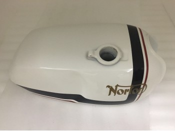 FIT FOR NORTON COMMANDO ROADSTER WHITE PAINT FUEL TANK WITH GOLDEN LOGO 