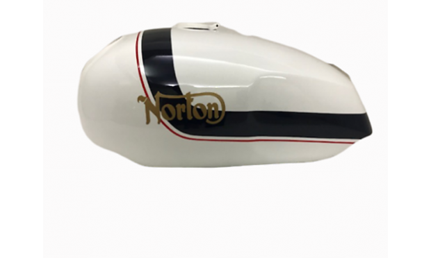 NORTON COMMANDO ROADSTER WHITE PAINT FUEL TANK WITH GOLDEN LOGO |Fit For