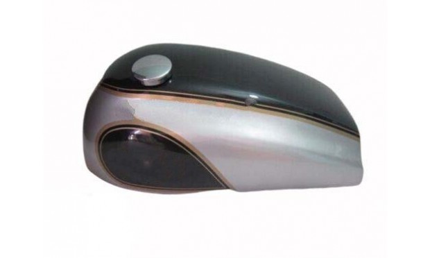 FIT FOR NORTON DOMINATOR MODEL 88 99 WIDELINE BLACK AND SILVER PAINTED GAS TANK + CAP