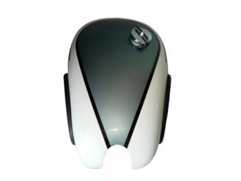 FIT FOR NORTON ES2 SILVER & WHITE PAINTED FUEL GAS PETROL TANK WITH CAP & KNEEPAD 