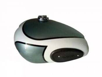 Fit For Norton Es2 Silver & White Painted Aluminum Fuel Tank With Cap & Kneepad
