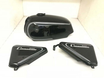 FIT FOR NORTON COMMANDO ROADSTER BLACK GAS FUEL PETROL TANK WITH 850 SIDE PANEL