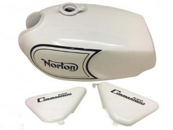 NORTON COMMANDO ROADSTER WHITE PAINTED TANK + SIDE PANEL |Fit For