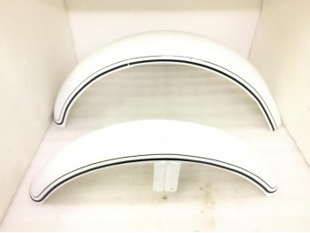 Norton Commando Roadster White Painted Mudguard Set With Stay |(Fit For)