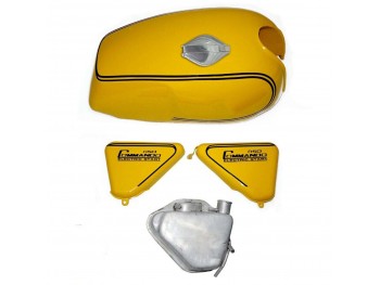 FIT FOR NORTON COMMANDO ROADSTER 850 YELLOW PETROL TANK CAP+SIDE PANEL+OIL TANK
