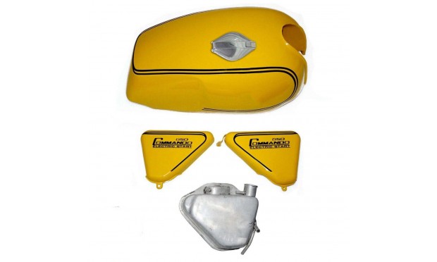 FIT FOR NORTON COMMANDO ROADSTER 850 YELLOW PETROL TANK CAP+SIDE PANEL+OIL TANK