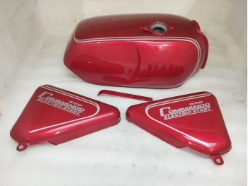 Fit For Norton Commando Roadster Cherry Tank With Silver + 850 MK3 Side Panels