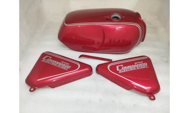Fit For Norton Commando Roadster Cherry Tank With Silver + 850 MK3 Side Panels