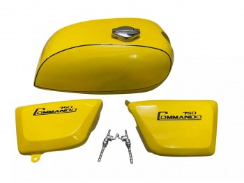 FIT FOR NORTON COMMANDO INTERSTATE YELLOW WITH TANK 750 SIDE PANELS