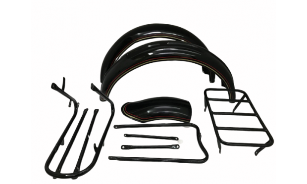 FIT FOR NORTON 16H BLACK PAINTED FENDER SET & STAYS WITH DUAL OUTLINE 
