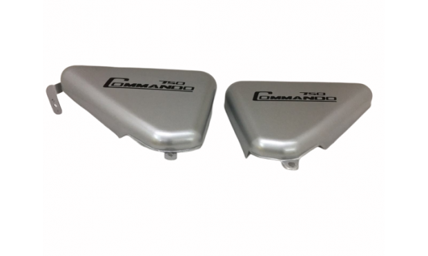 FIT FOR NORTON COMMANDO ROADSTER SILVER PAINTED OIL TANK SIDE PANEL SET WITH TOOL BOX