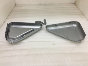 FIT FOR NORTON COMMANDO ROADSTER SILVER PAINTED OIL TANK SIDE PANEL SET WITH TOOL BOX