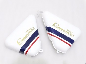 FIT FOR NORTON COMMANDO ROADSTER WHITE PAINTED OIL TANK SIDE PANEL SET WITH TOOL BOX