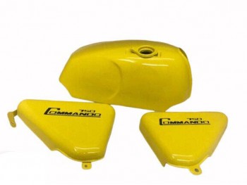 FIT FOR NORTON COMMANDO ROADSTER 750 YELLOW PAINTED WITH LOGO PETROL TANK + 750 SIDE PANEL