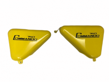 FIT FOR NORTON COMMANDO ROADSTER 750 YELLOW PAINTED WITH LOGO PETROL TANK + 750 SIDE PANEL