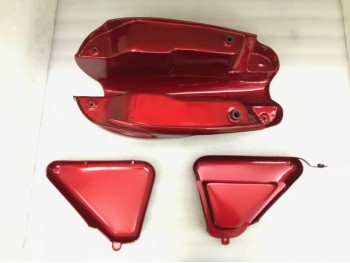 FIT FOR NORTON COMMANDO ROADSTER CHERRY TANK WITH SILVER DECALS + SIDE PANELS