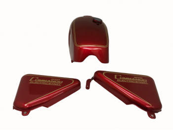 FIT FOR NORTON COMMANDO ROADSTER CHERRY TANK WITH GOLDEN DECALS + SIDE PANELS