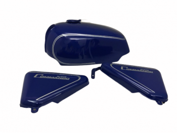 FIT FOR NORTON COMMANDO ROADSTER BLUE & SILVER DECAL PETROL TANK WITH SIDE PANEL