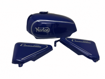 NORTON COMMANDO ROADSTER BLUE & SILVER DECAL PETROL TANK WITH SIDE PANEL|Fit For