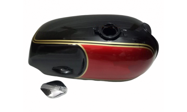 Norton Commando Roadster Black And Red Painted Fuel Tank with Fuel Cap|Fit For