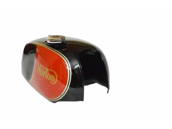 NORTON COMMANDO ROADSTER BLACK & RED PAINTED PETROL TANK WITH CAP & TAP|Fit For