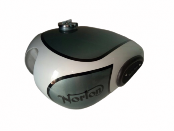 Norton Es2 Silver & White Painted Aluminum Fuel Tank With Cap & Kneepad|Fits For