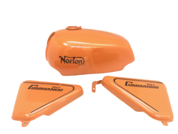 NORTON COMMANDO ROADSTER ORANGE PAINTED PETROL TANK +SIDE PANEL |Fit For