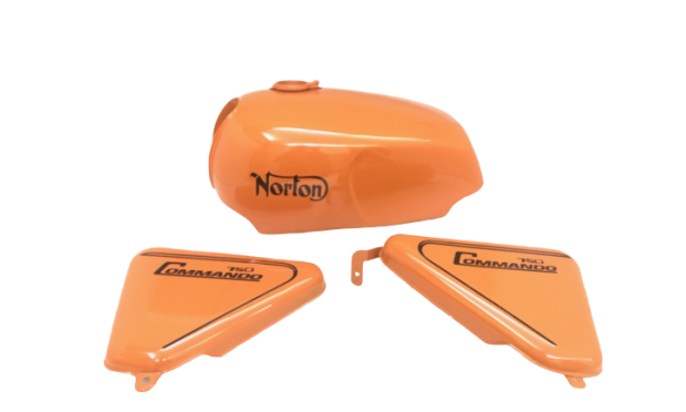 NORTON COMMANDO ROADSTER ORANGE PAINTED PETROL TANK +SIDE PANEL |Fit For