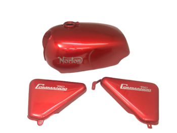 NORTON COMMANDO ROADSTER CHERRY PAINTED FUEL TANK +SIDE PANEL WITHOUT PINSTRIPES |Fit For