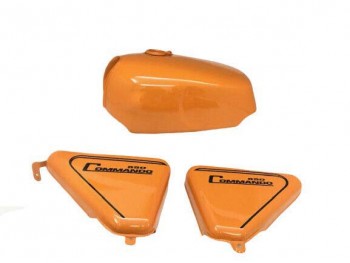 FIT FOR NORTON COMMANDO ROADSTER ORANGE PAINTED PETROL TANK +750 SIDE PANEL 