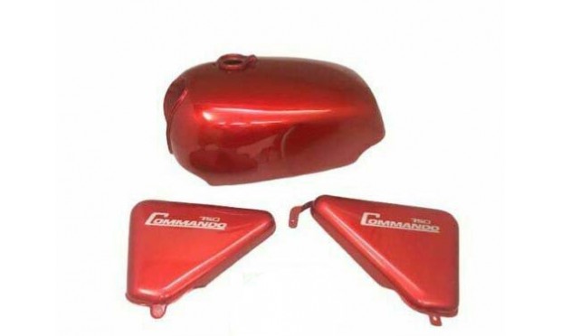FIT FOR NORTON COMMANDO ROADSTER CHERRY PAINTED FUEL TANK +SIDE PANEL WITHOUT PINSTRIPES 
