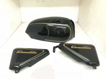 FIT FOR NORTON COMMANDO ROADSTER BLACK GAS FUEL PETROL TANK WITH SIDE PANEL