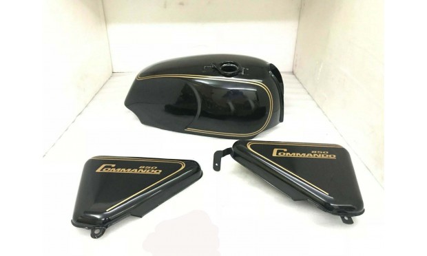 FIT FOR NORTON COMMANDO ROADSTER BLACK GAS FUEL PETROL TANK WITH SIDE PANEL