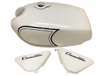 FIT FOR NORTON COMMANDO ROADSTER WHITE PAINTED TANK + SIDE PANEL 