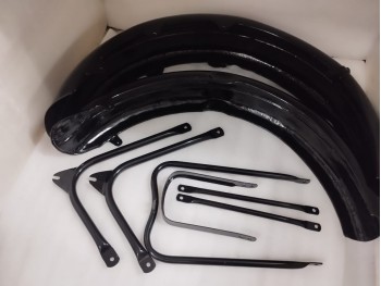 FIT FOR ARIEL SQUARE FOUR 1000CC BLACK FRONT & REAR MUDGUARD SET +STAYS 1951-57
