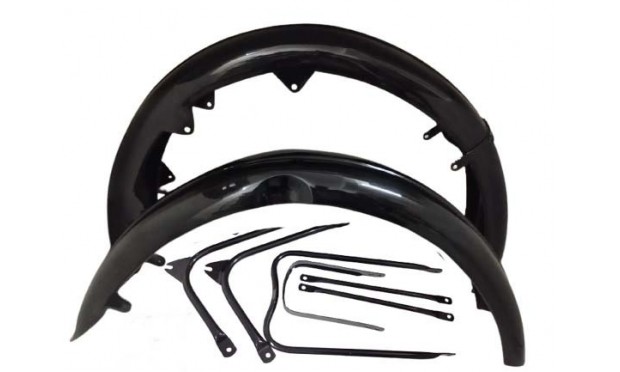 FIT FOR ARIEL SQUARE FOUR 1000CC BLACK FRONT & REAR MUDGUARD SET +STAYS 1951-57