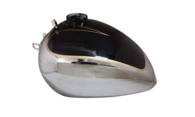 Fit For DKW SB350 1934 Black & Chrome Steel Petrol Fuel Tank