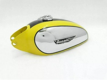 Fit For Ducati 350CC Scrambler Chrome Yellow Black Gas Tank with Lid & Badge