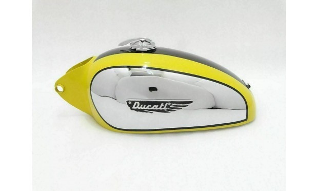 Fit For Ducati 350CC Scrambler Chrome Yellow Black Gas Tank with Lid & Badge
