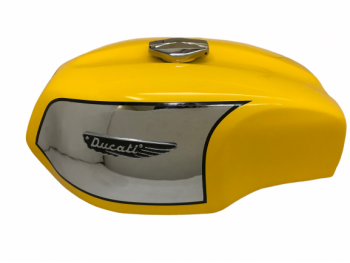 Ducati 750 Gt 1972 Yellow Steel Chrome Petrol Tank With Cap And Badge|Fit For