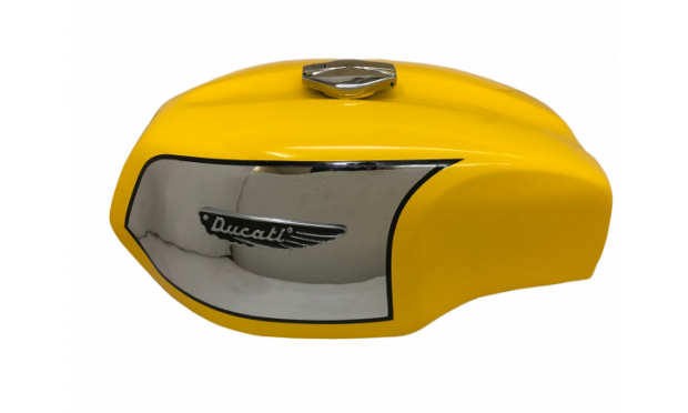 Ducati 750 Gt 1972 Yellow Steel Chrome Petrol Tank With Cap And Badge|Fit For