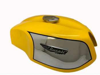 Ducati 750 Gt 1972 Yellow Steel Chrome Petrol Tank With Cap And Badge|Fit For