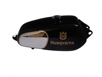FIT FOR HUSQVARNA 1974 CR 250 WR 250 MAG REPRO Black PAINTED CHROME STEEL TANK