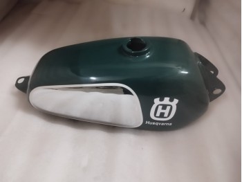 FIT FOR HUSQVARNA 1974 CR 250 WR 250 MAG REPRO GREEN PAINTED CHROME STEEL TANK