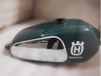 FIT FOR HUSQVARNA 1974 CR 250 WR 250 MAG REPRO GREEN PAINTED CHROME STEEL TANK