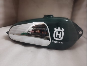FIT FOR HUSQVARNA 1974 CR 250 WR 250 MAG REPRO GREEN PAINTED CHROME STEEL TANK