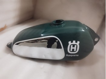 FIT FOR HUSQVARNA 1974 CR 250 WR 250 MAG REPRO GREEN PAINTED CHROME STEEL TANK
